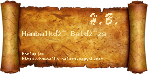 Hambalkó Balázs névjegykártya