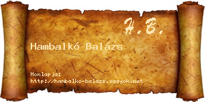 Hambalkó Balázs névjegykártya